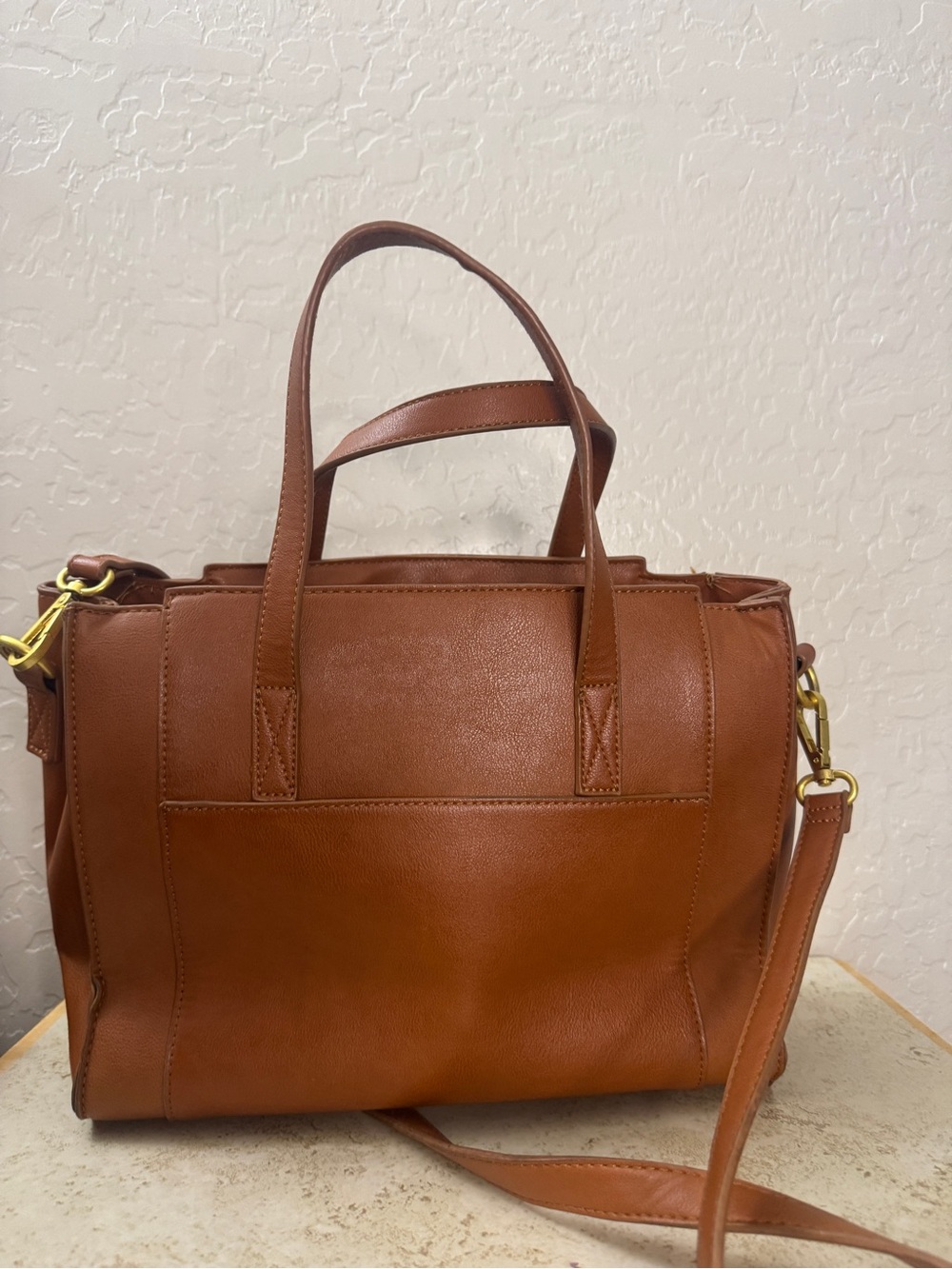 Fawn Design Cognac Leather Tote with Shoulder Strap - Picture 3 of 8